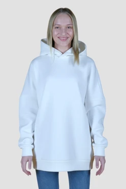 Купить худи Фрэнк из футера унисекс, однотонную белую