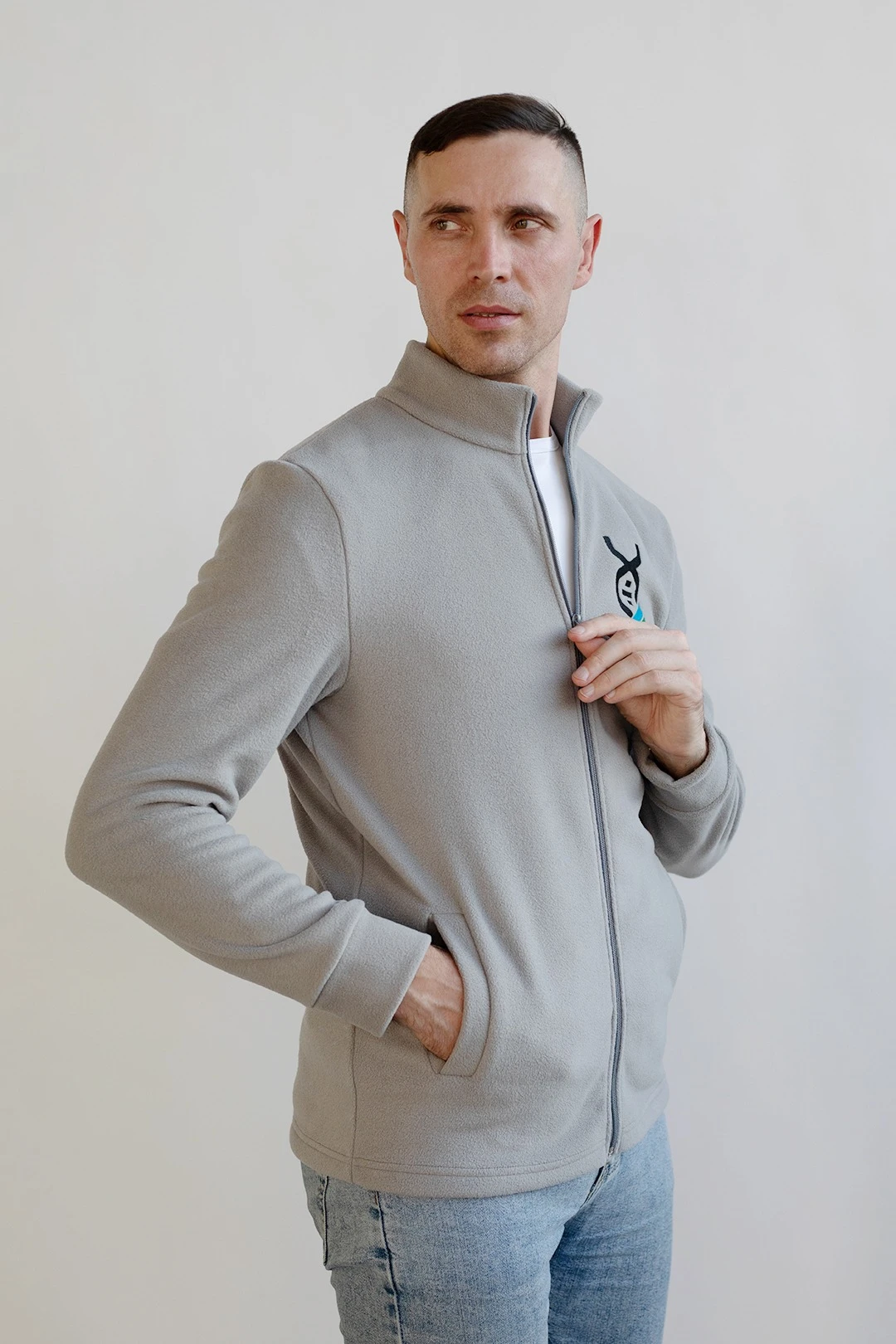 Толстовка Харисон флисовая без капюшона унисекс, однотонная серая#3 Толстовка Харисон флисовая без капюшона унисекс, однотонная серая#3