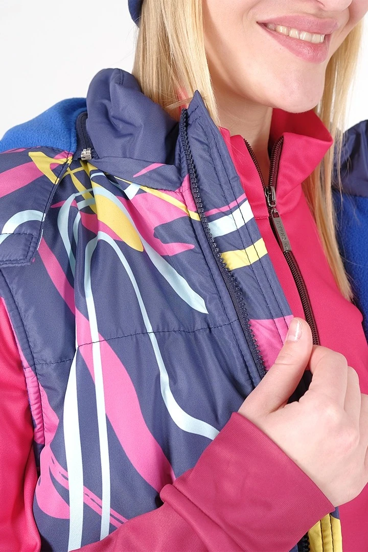 Жилет Диего на синтепоне с капюшоном унисекс, с полной запечаткой "Plosion"#1 Жилет Диего на синтепоне с капюшоном унисекс, с полной запечаткой "Plosion"#1