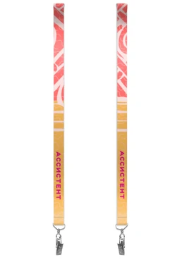 Купить ленту для бейджа атлас ширина 2,5 см, с клипсой, с печатью "Ассистент"