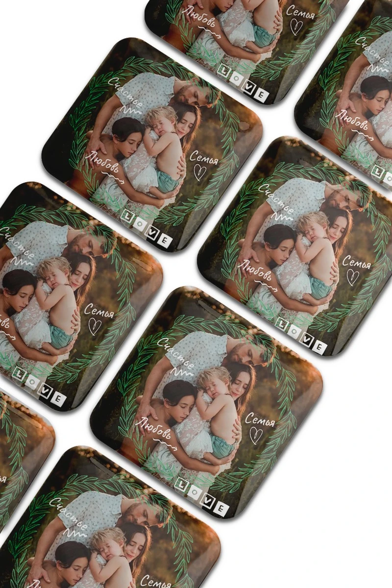 Купить наклейку заливную 5х5 см квадрат, с нанесением "Счастье"