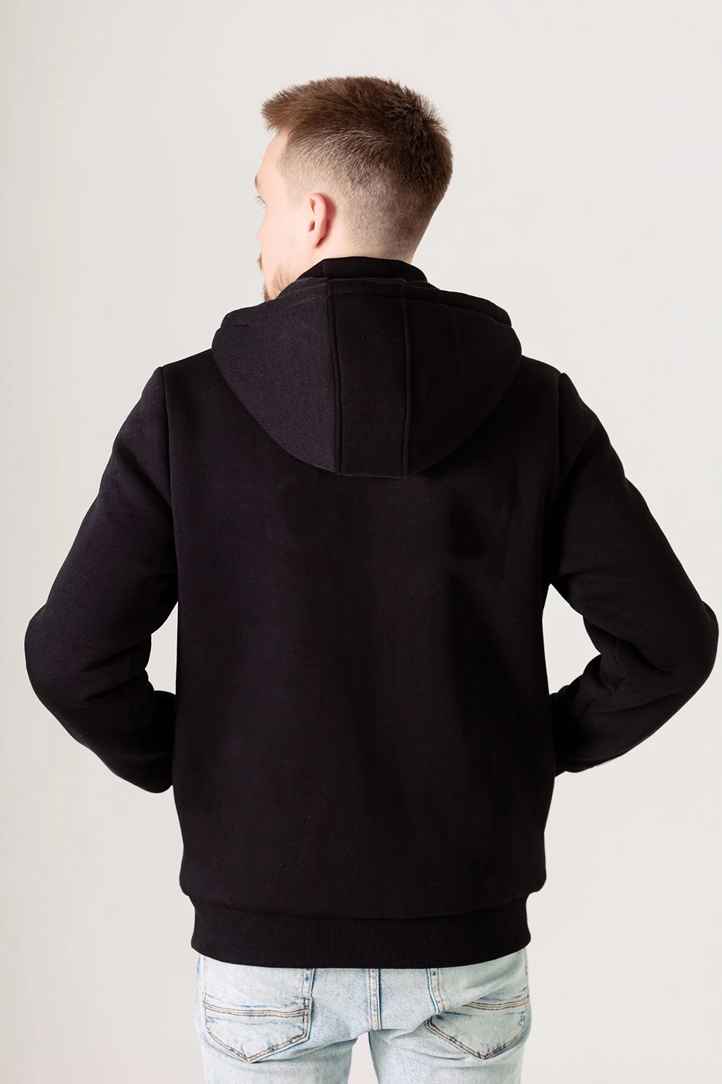 Балахон Джеймс из футера на флисе унисекс, однотонный черный#2 Балахон Джеймс из футера на флисе унисекс, однотонный черный#2