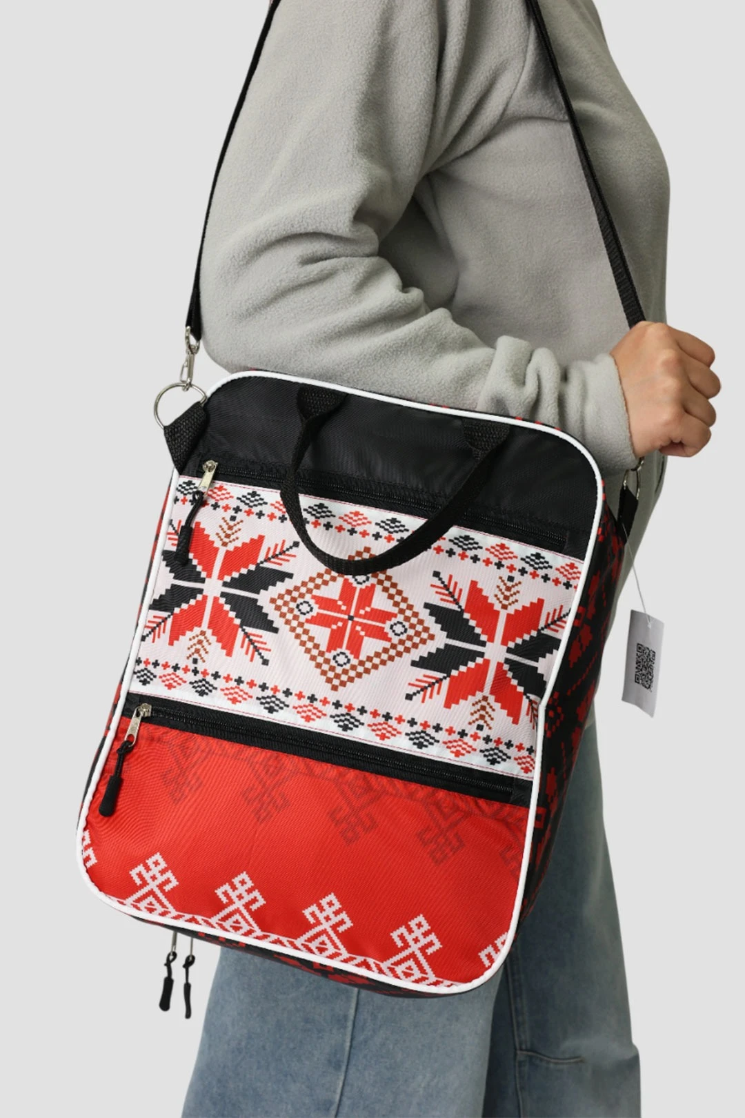 Сумка-рюкзак Победа из оксфорда 28х36 см с карабином, с принтом "Udmurt patterns"#1