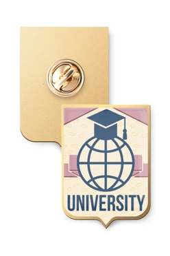 Значок заливной Герб 30х22 мм, с принтом "University"#1