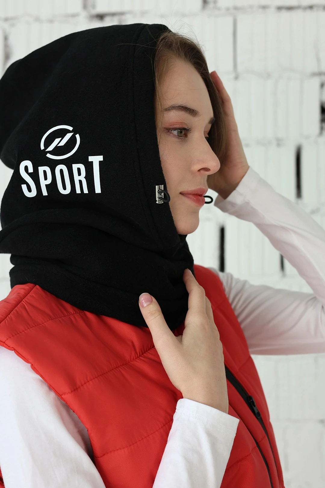 Капор Рейс флисовый взрослый, однотонный черный#2