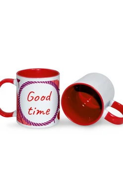 Кружка цветная внутри с цветной ручкой, с принтом "Good time"#1