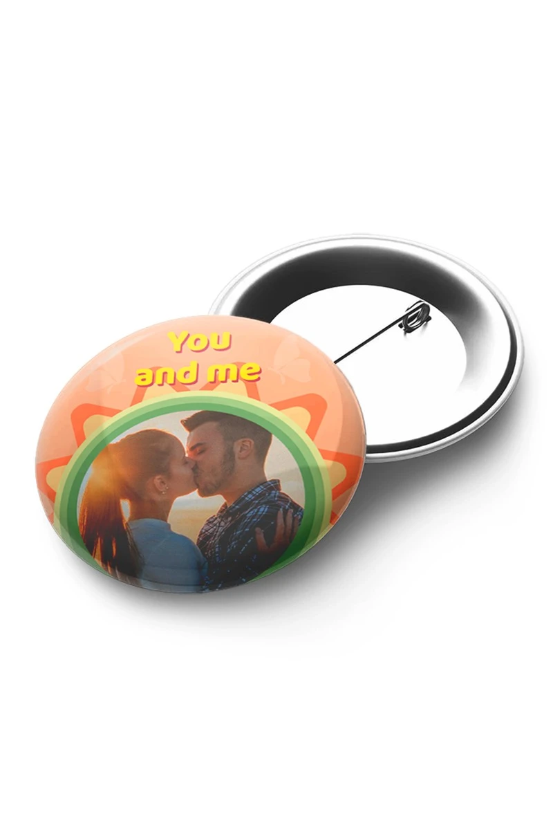 Купить значок закатной диаметр 58 мм, с принтом "You and me"