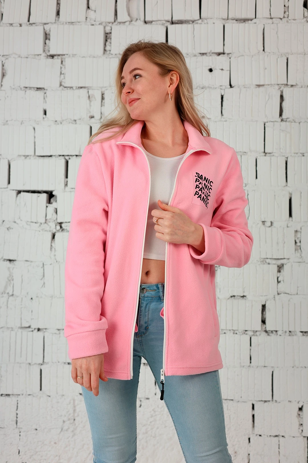 Толстовка Харисон флисовая без капюшона женская, однотонная "Panic"#2 Толстовка Харисон флисовая без капюшона женская, однотонная "Panic"#2