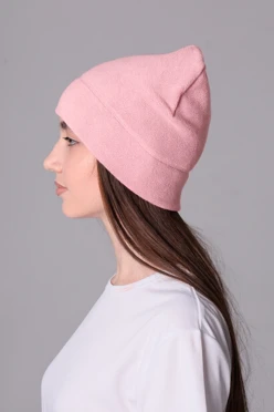 Купить шапку Бани флисовую однослойную взрослую, однотонную светло-розовую
