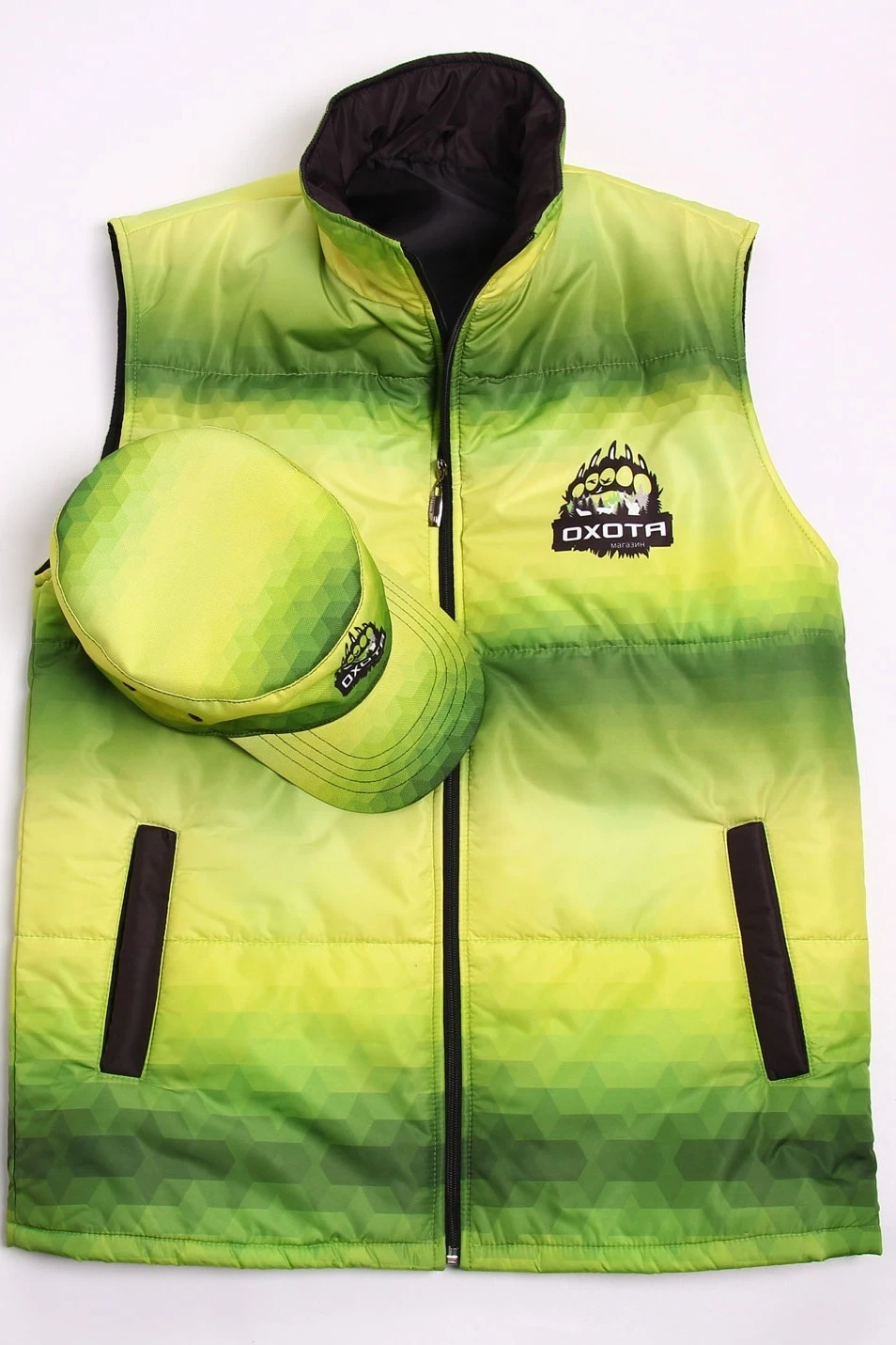 Жилет Портер на синтепоне со стежкой унисекс, с полной запечаткой "Hunt"#2 Жилет Портер на синтепоне со стежкой унисекс, с полной запечаткой "Hunt"#2