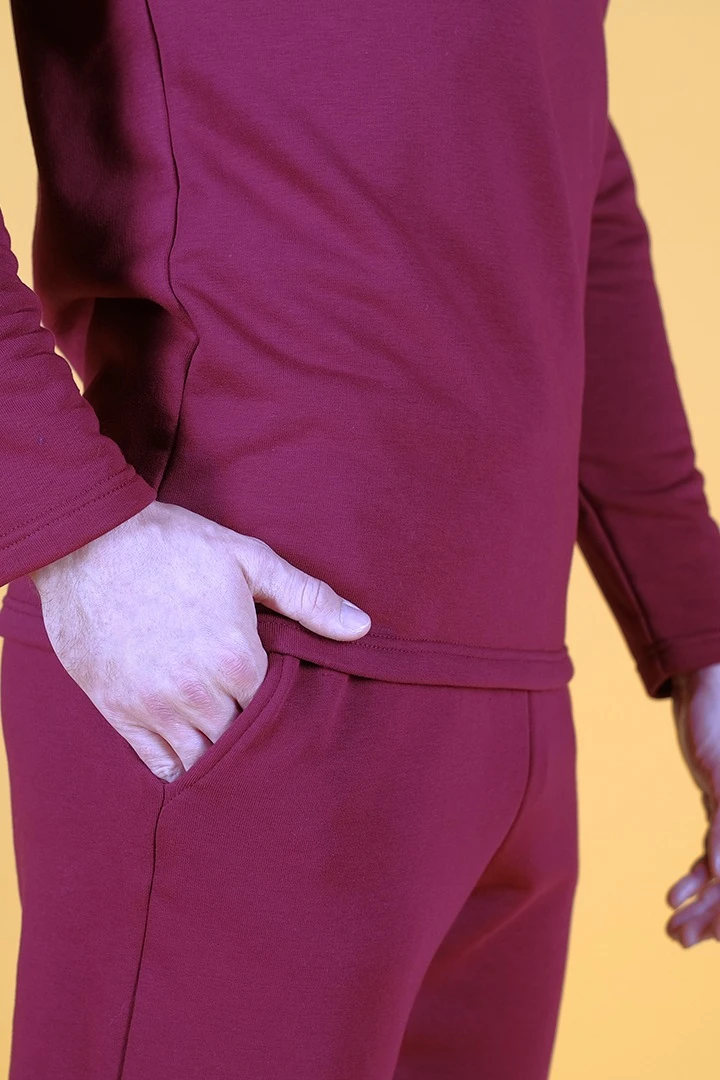 Брюки Хит из футера с начесом мужские, однотонные темно-красные#3 Брюки Хит из футера с начесом мужские, однотонные темно-красные#3