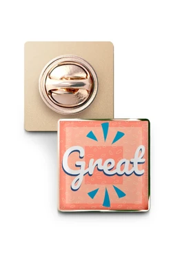 Значок заливной Квадрат 17х17 мм, с принтом "Great"#2