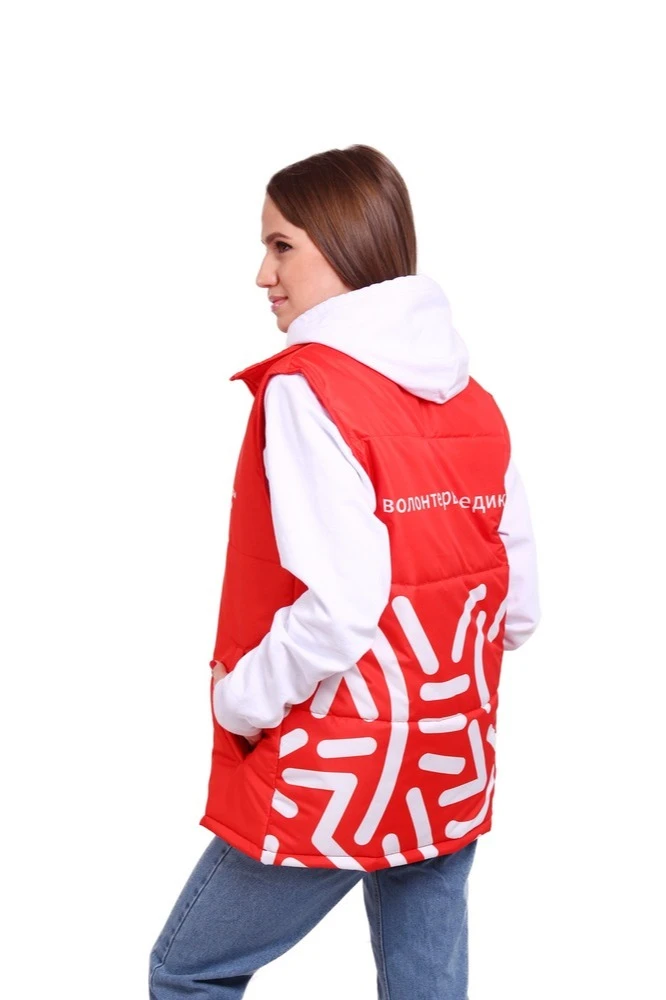 Жилет Портер на синтепоне со стежкой унисекс, с полной запечаткой "Medical volunteers"#1