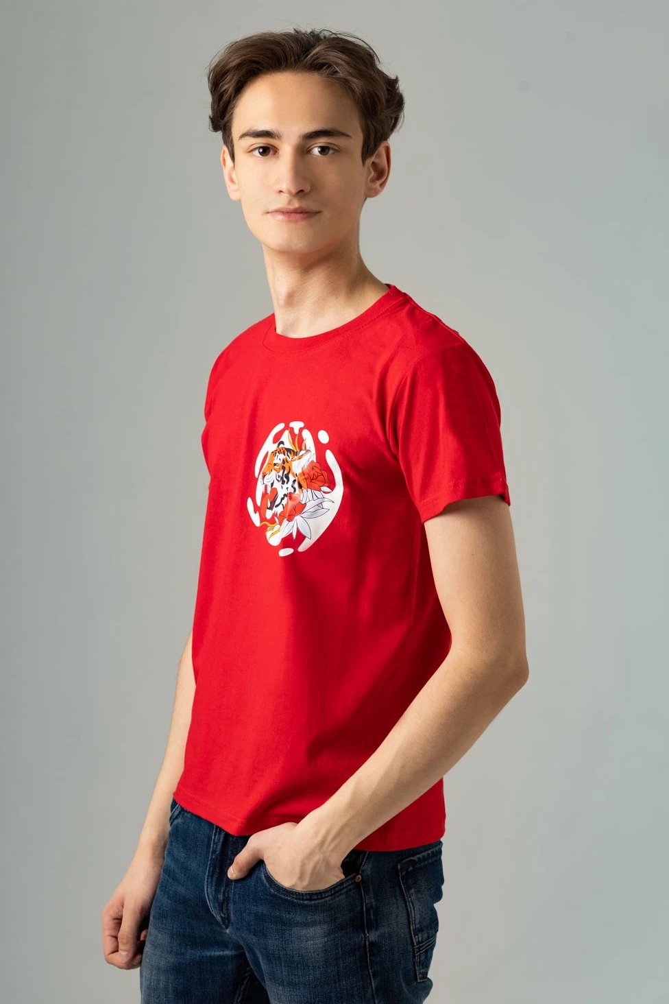 Футболка Мэдисон унисекс, однотонная красная (хлопок)#3 Футболка Мэдисон унисекс, однотонная красная (хлопок)#3