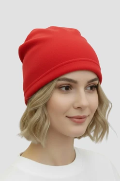 ШаКупить шапку Руби флисовую однослойную взрослую, однотонную красную