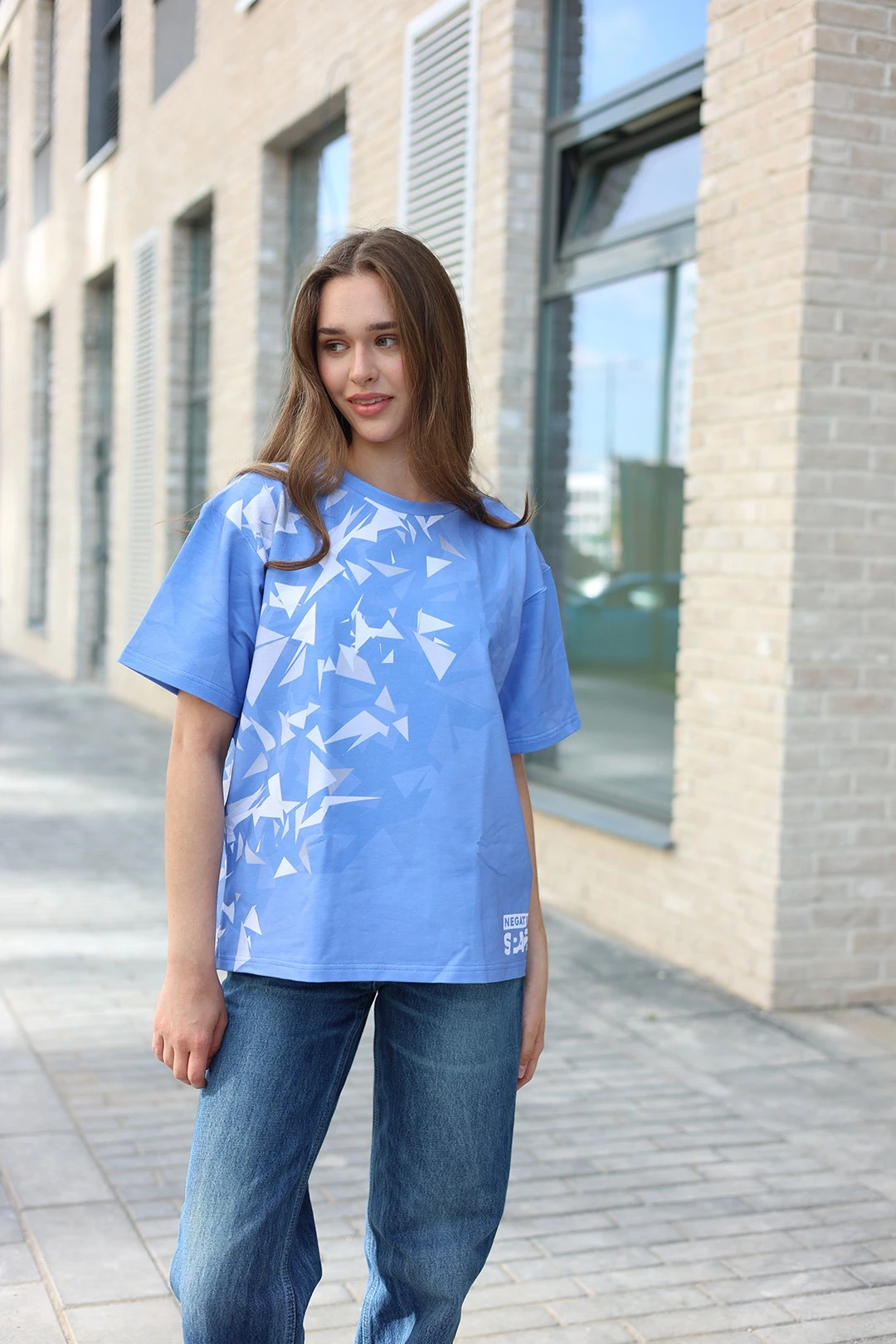 Купить футболку Теренс оверсайз унисекс из кулирки хб с полной запечаткой "Paper Bird"