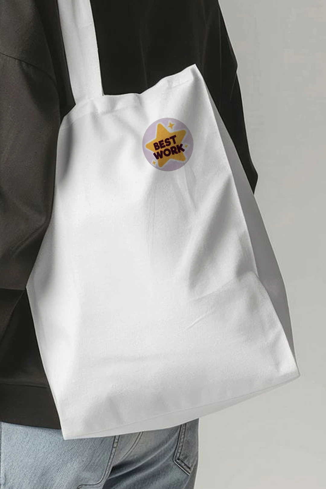 Наклейка-стикер Круг 6,5х6,5 см с печатью "Best Work"#1