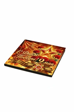 Магнит из дерева 6х6 см квадрат, с принтом "Echo of Victory"#1