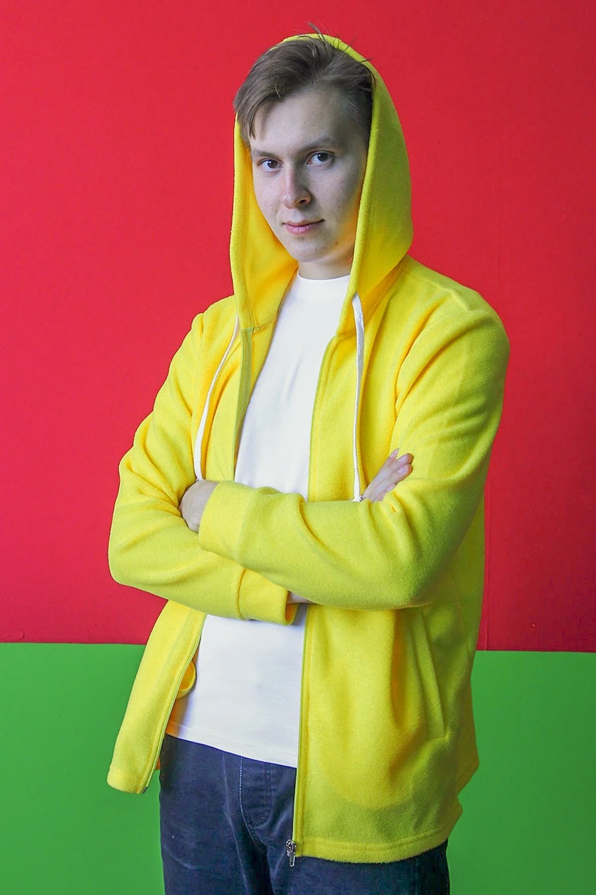 Толстовка Харисон флисовая с капюшоном унисекс, однотонная желтая#1 Толстовка Харисон флисовая с капюшоном унисекс, однотонная желтая#1