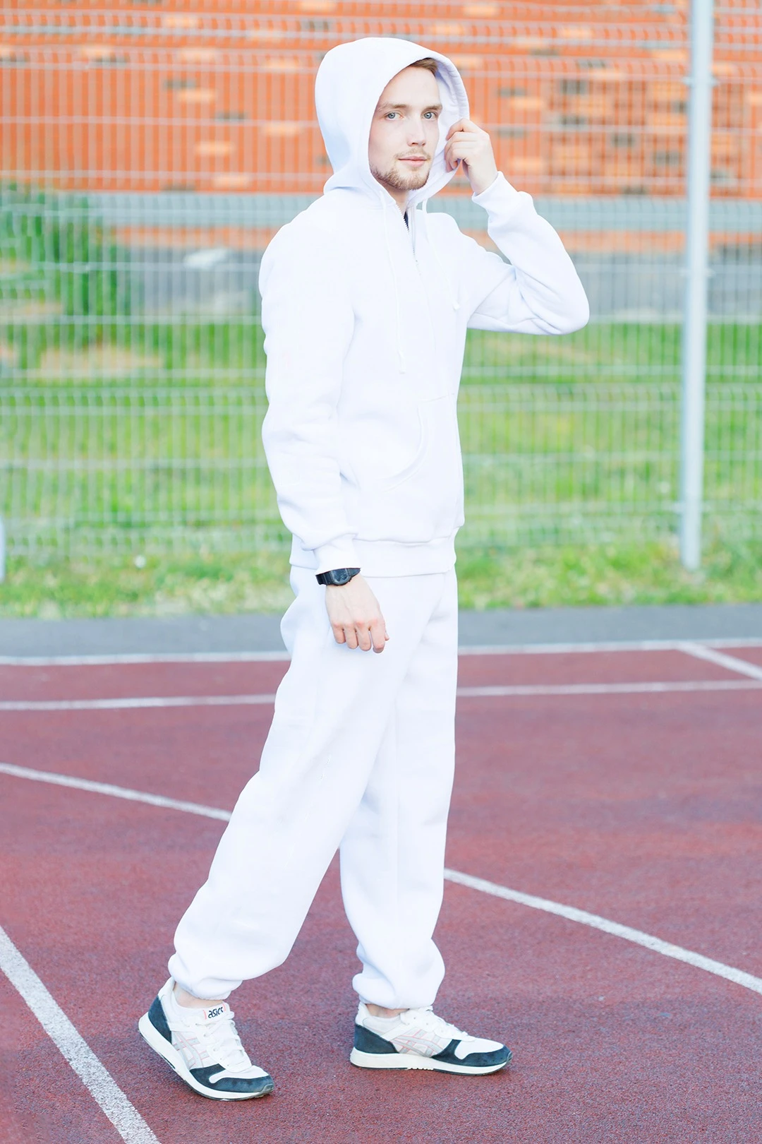 Купить спортивный костюм Комфорт из футера унисекс, однотонный белый