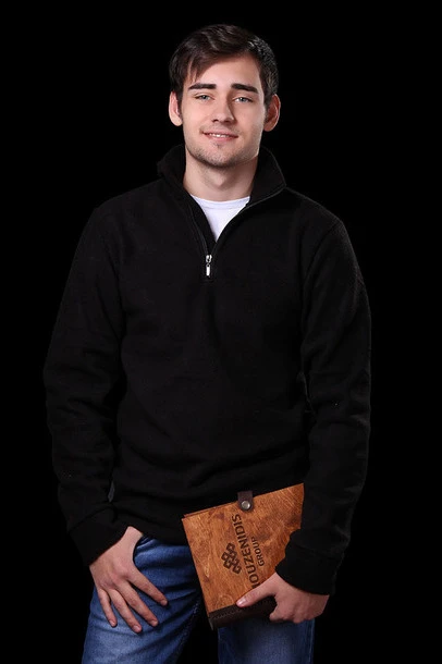 Толстовка Саймон флисовая унисекс, однотонная черная#1