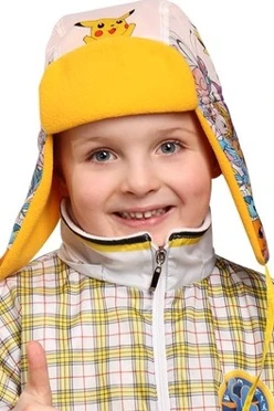 Купить шапку-ушанку на флисе детскую "Pokemon"