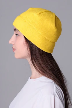 Купить шапку флисовую взрослую желтую (однослойная)