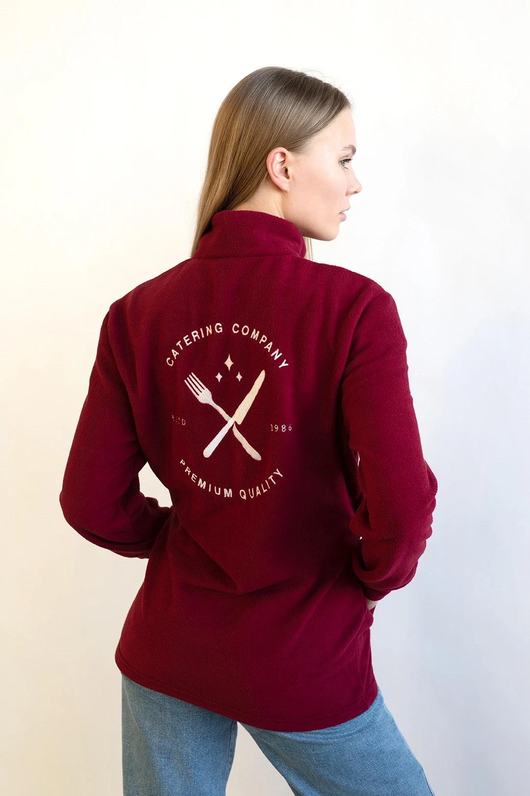 Толстовка Харисон флисовая без капюшона женская, однотонная бордовая#4