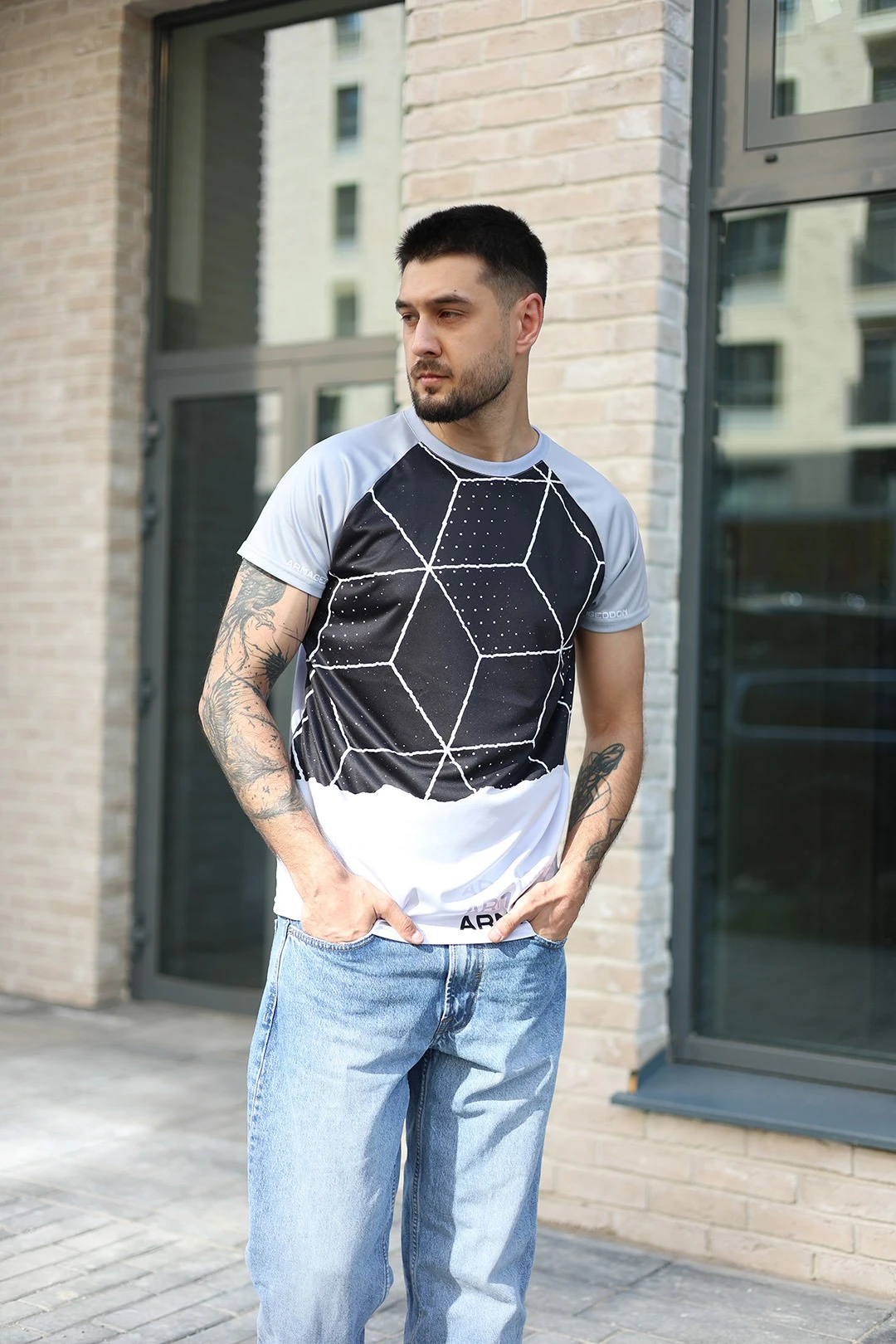 Футболка Спэйс унисекс из ложной сетки с полной запечаткой "Armageddon"#1 Футболка Спэйс унисекс из ложной сетки с полной запечаткой "Armageddon"#1