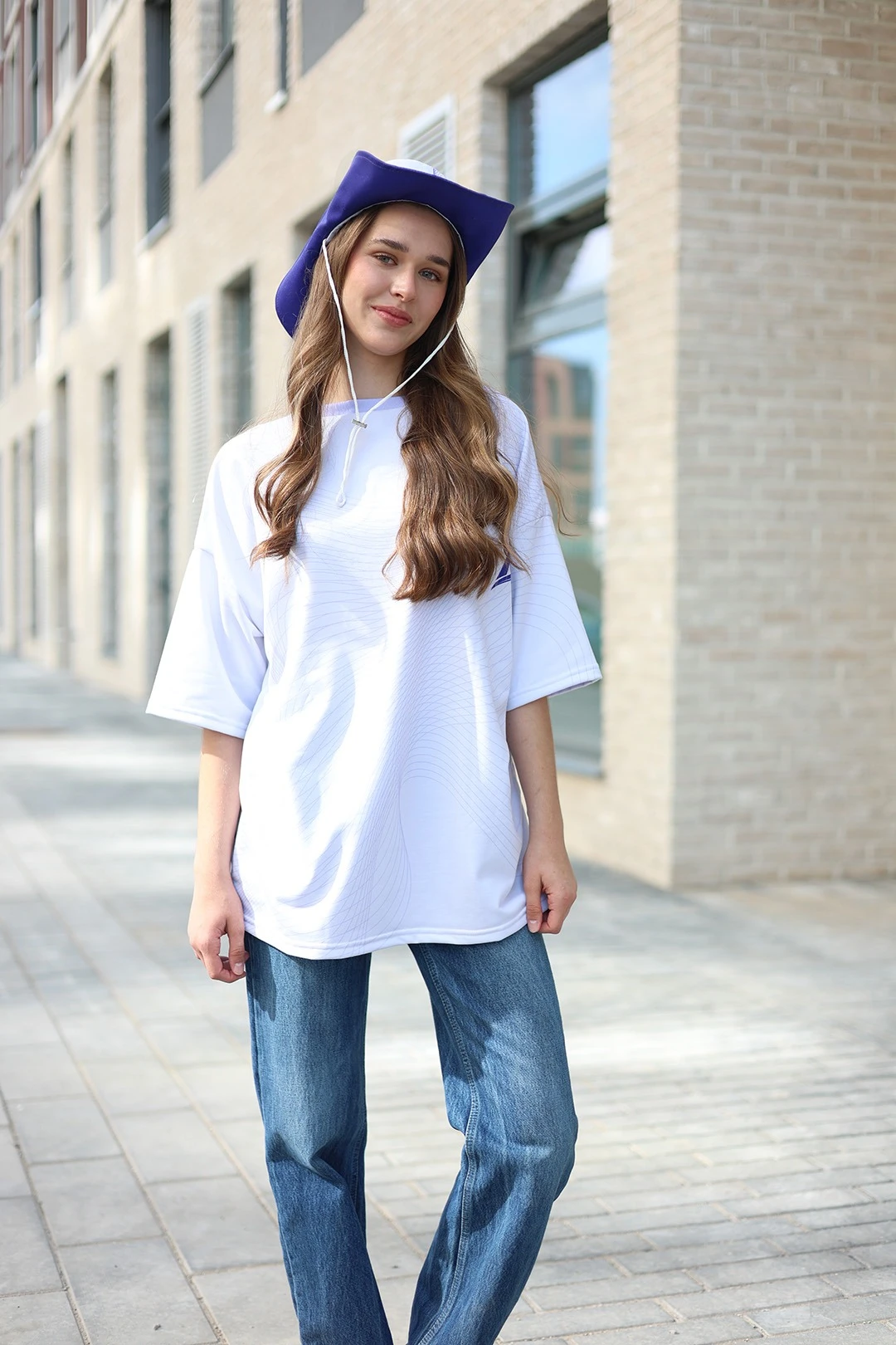 Футболка Макс оверсайз унисекс из кулирки с полной запечаткой "Blue Lines"#1 Футболка Макс оверсайз унисекс из кулирки с полной запечаткой "Blue Lines"#1