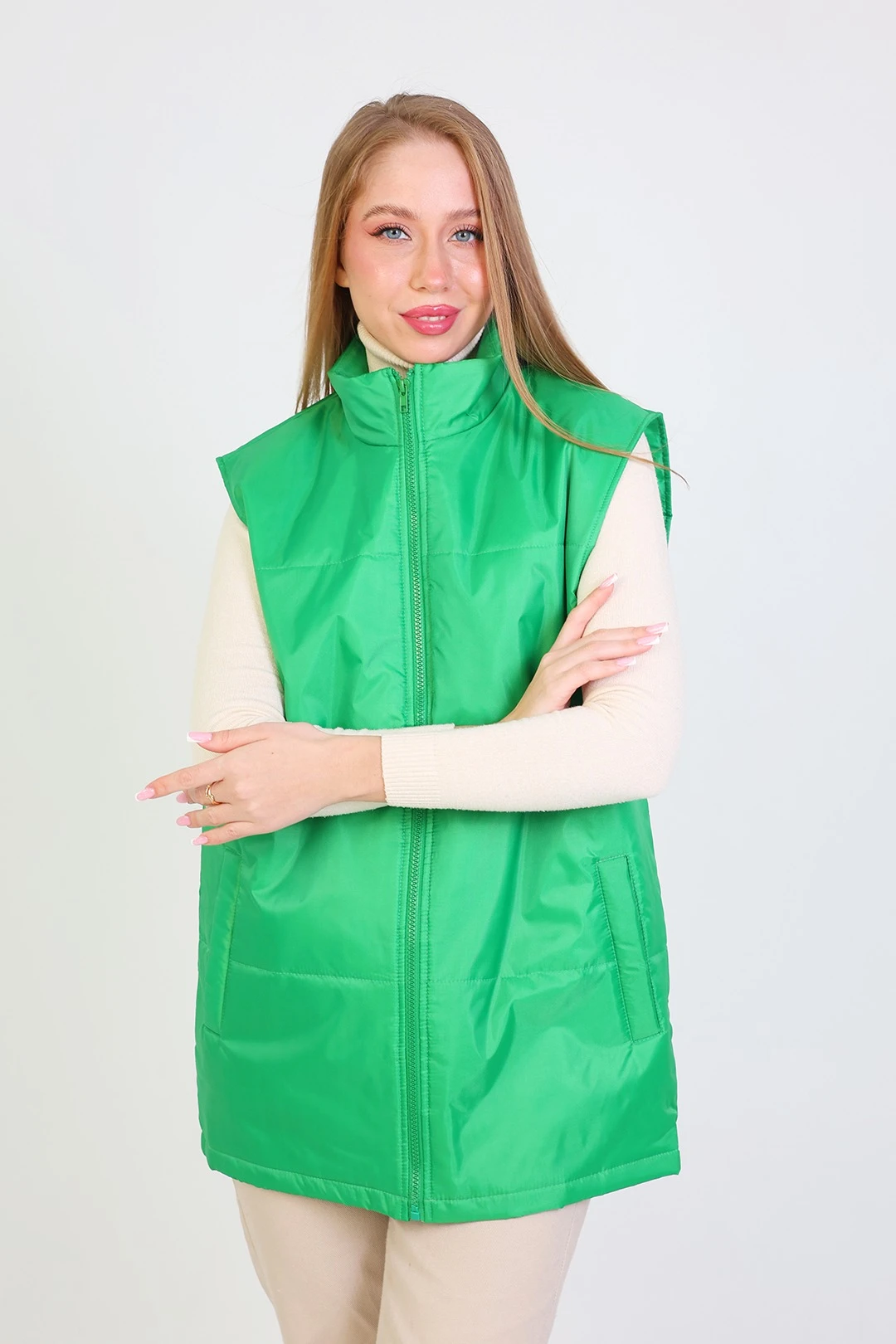 Жилет Оливер унисекс, однотонный зеленый#1