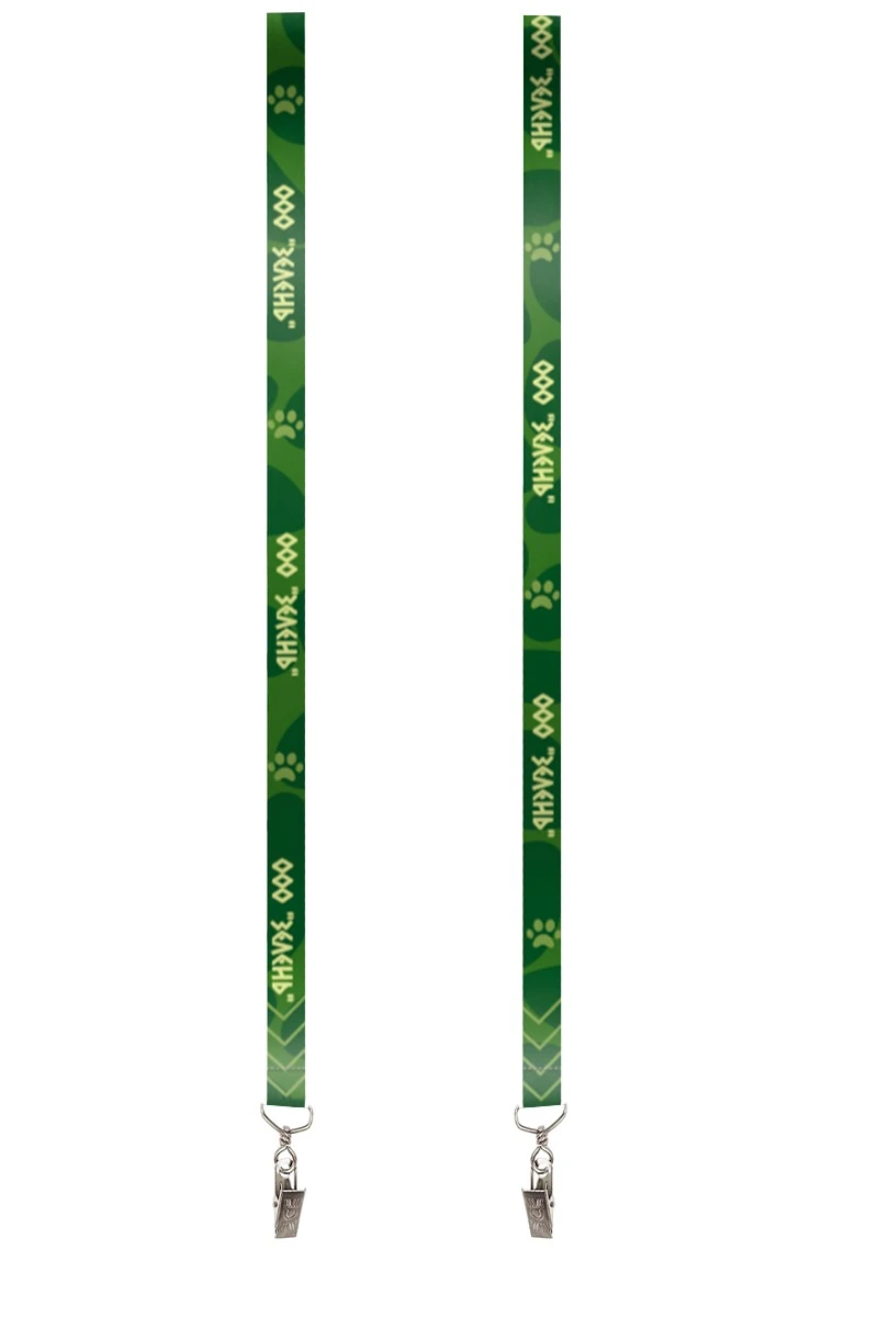 Купить ленту для бейджа атлас ширина 1,5 см, с клипсой, с печатью "Green"