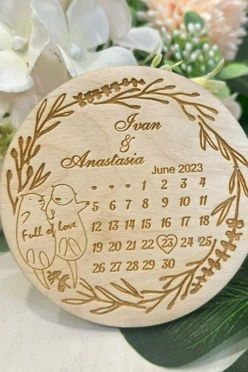 Деревянный магнит, круг, 8 см