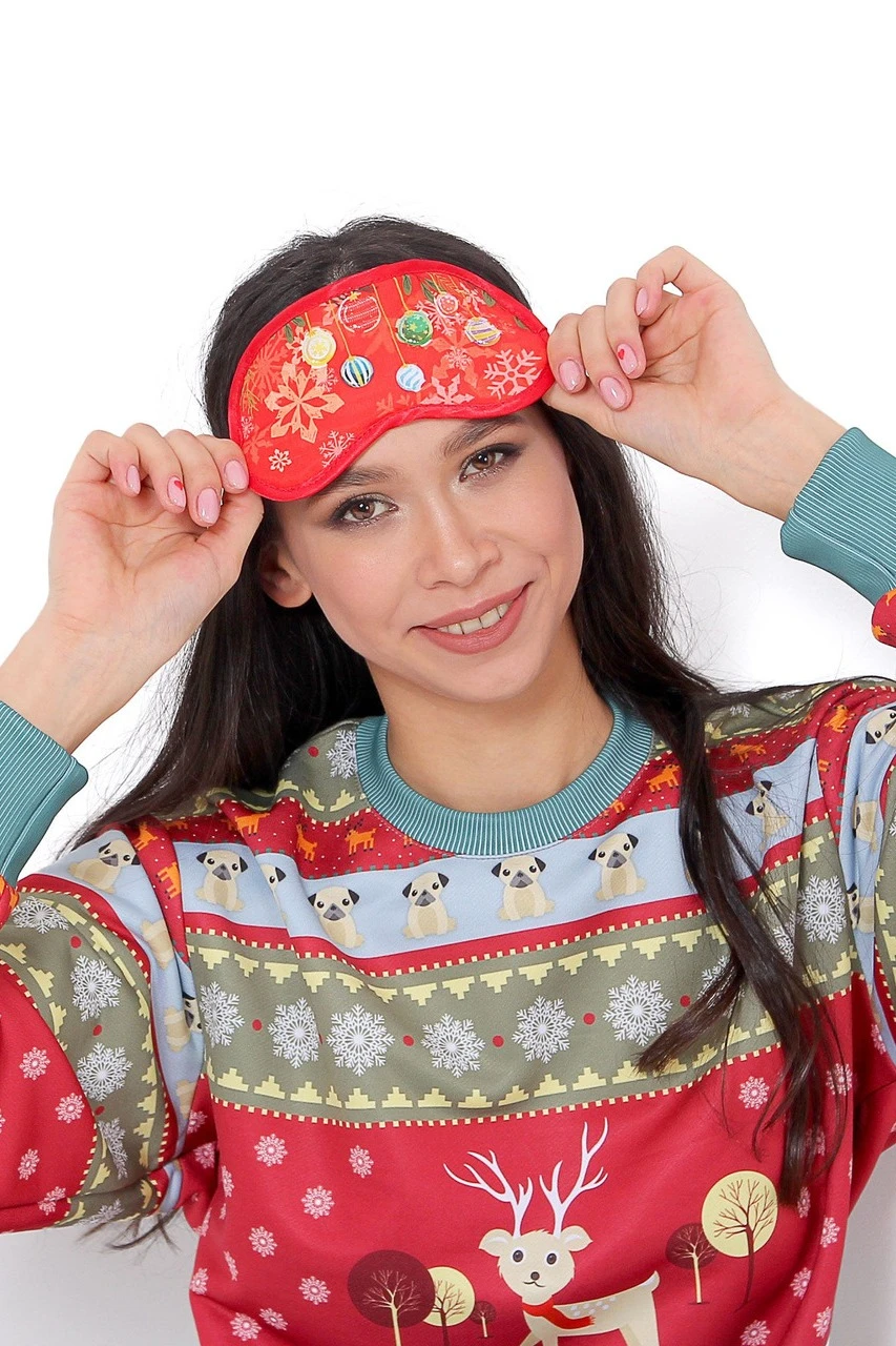 Маска для сна с принтом "Christmas tree decorations"#7