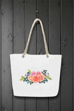 Купить сумку Бора из канваса 45х35х12 см, с принтом "Flower"