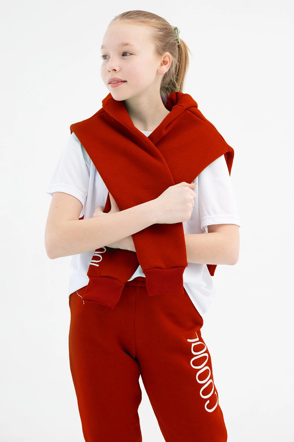 Купить худи Майк из футера детскую, однотонную красную