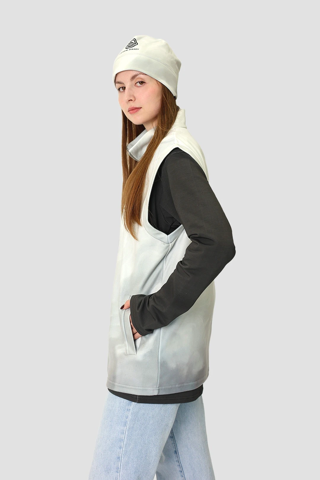 Жилет Джон флисовый без подклада унисекс, с полной запечаткой "Later Binary"#3 Жилет Джон флисовый без подклада унисекс, с полной запечаткой "Later Binary"#3