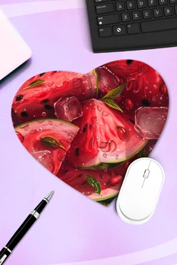Купить коврик для мыши в форме сердца с принтом "Watermelon"