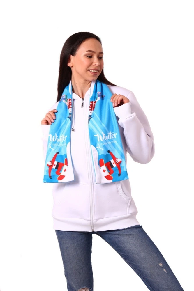 Шарф двухслойный утепленный 15х120 см, с полной запечаткой "Snow festival"#1