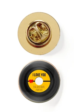 Значок заливной Круг диаметр 13 мм, с принтом "I love you"#2