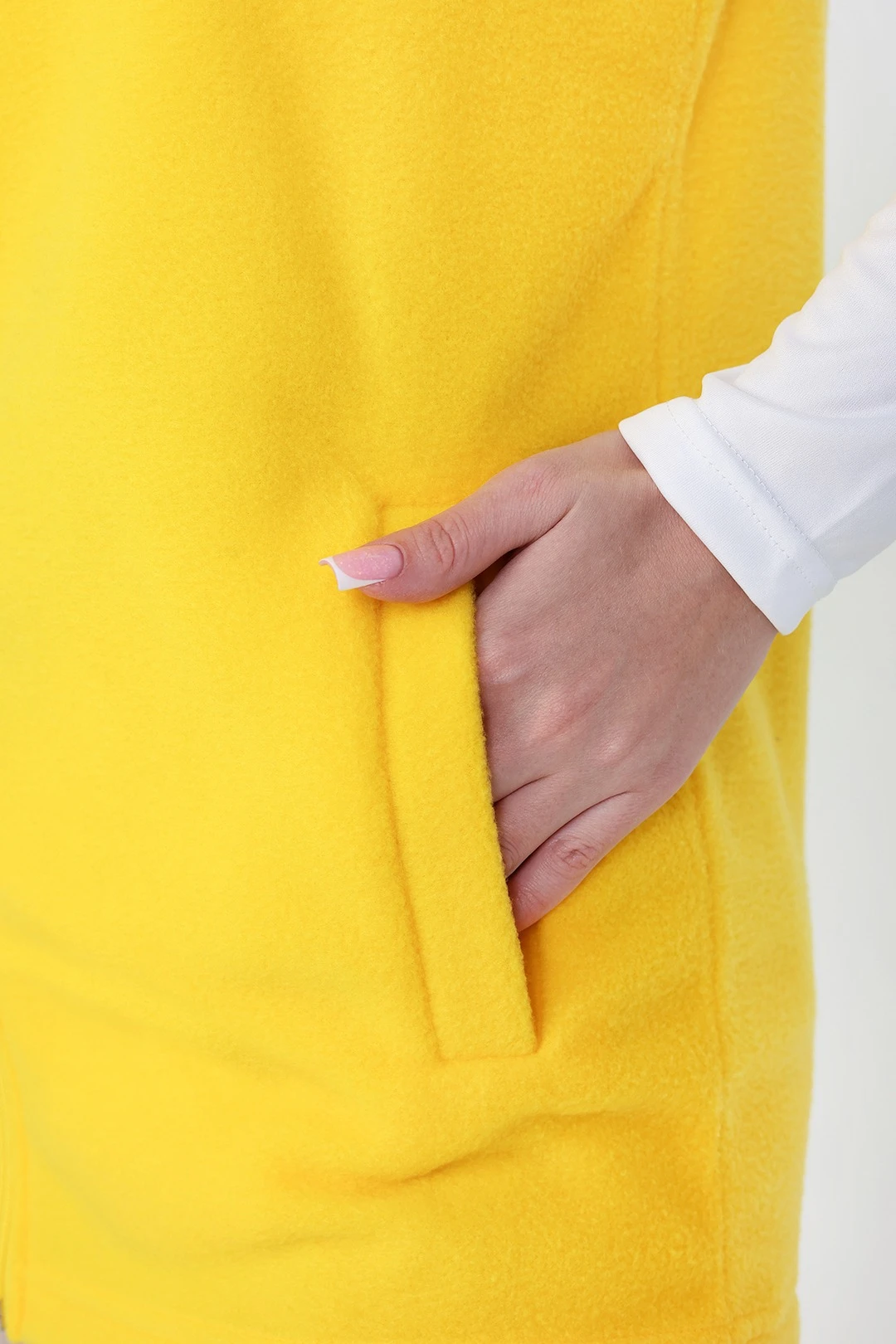 Жилет Браво флисовый без капюшона унисекс, однотонный желтый#5