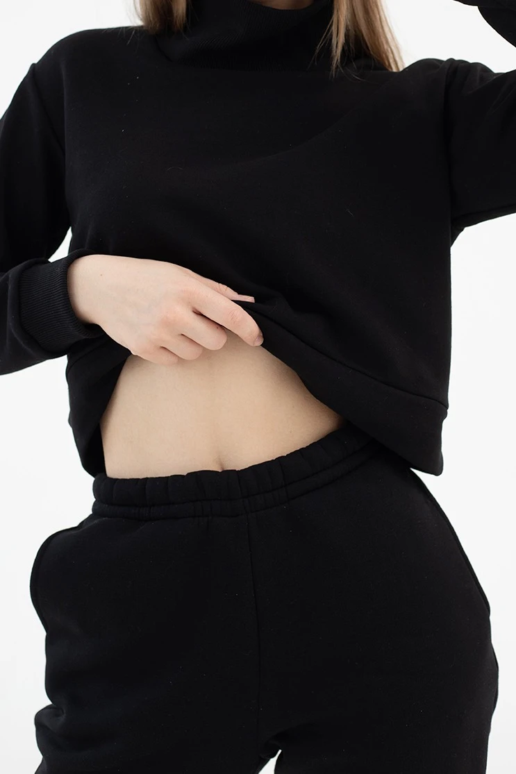 Брюки Итан из футера женские, однотонные черные#3 Брюки Итан из футера женские, однотонные черные#3