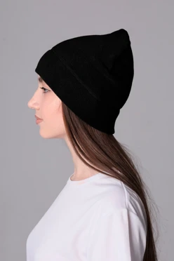 Купить шапку Бани флисовую однослойную взрослую, однотонную черную