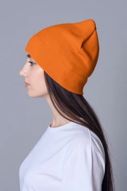 Купить шапку Бани флисовую однослойную взрослую, однотонную оранжевую