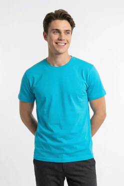 Купить футболку Ампир унисекс, однотонную небесную (хлопок)