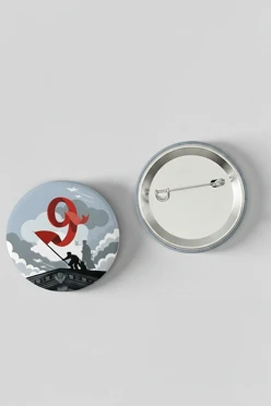 Значок закатной диаметр 37 мм, с принтом "Victory March"#1