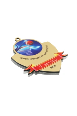 Медаль из акрила АК6027 Щит 60х50 мм с УФ печатью#1