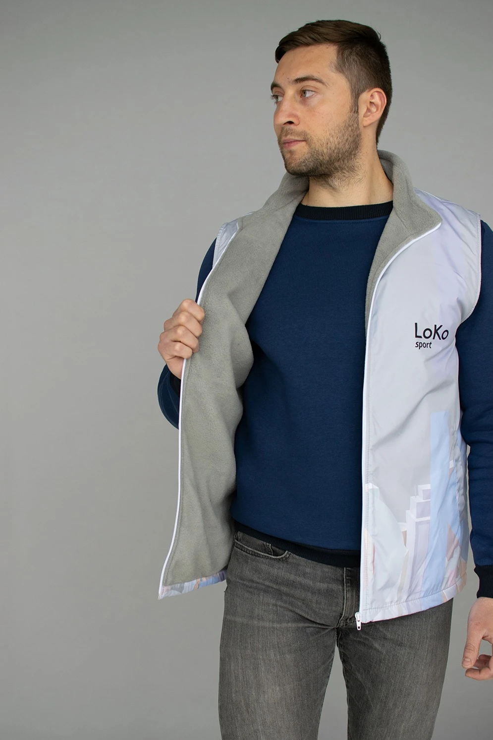 Жилет Пилот с подкладом из флиса унисекс, с полной запечаткой "Pastel"#4 Жилет Пилот с подкладом из флиса унисекс, с полной запечаткой "Pastel"#4