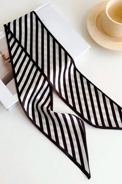 Купить шарф-платок Твилли двухслойный 7х90 см, с полной запечаткой "Black lines"