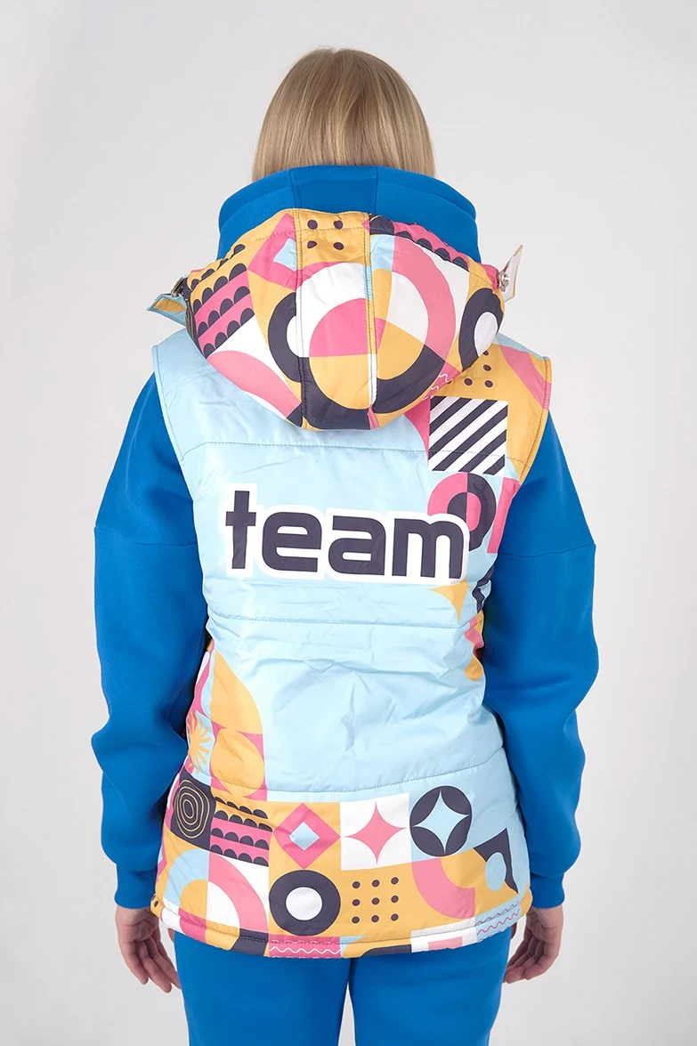 Жилет Диего на синтепоне с капюшоном унисекс, с полной запечаткой#4 Жилет Диего на синтепоне с капюшоном унисекс, с полной запечаткой#4